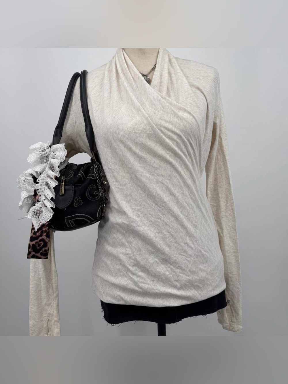 Lululemon Womens Cream Wrap-Style Long Sleeve Sweater